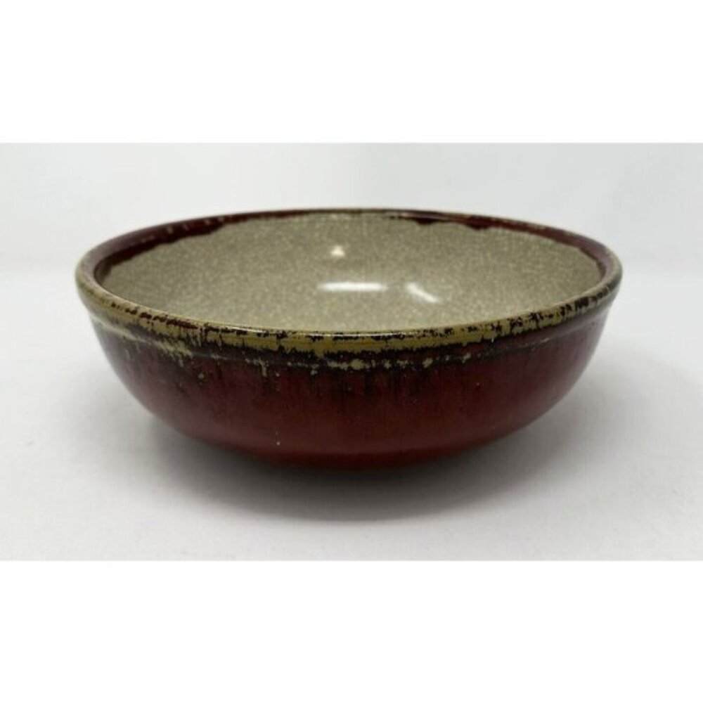 Vintage 1990s PIER 1 IMPORTS CRACKLE COLLECTION 10" Serving Bowl Rust Drip Glaze - Picture 3 of 12